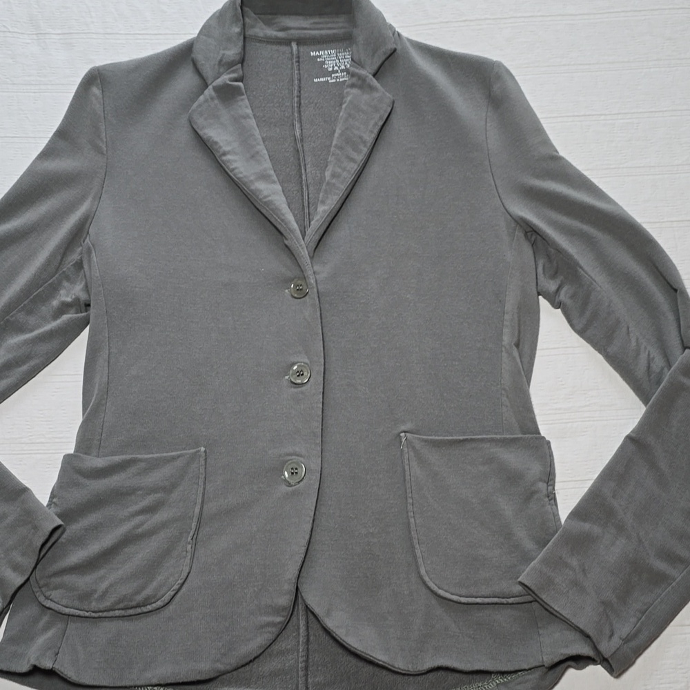 Majestic Filatures Gray Blazer | Soft Touch Knit Jacket | Size 2